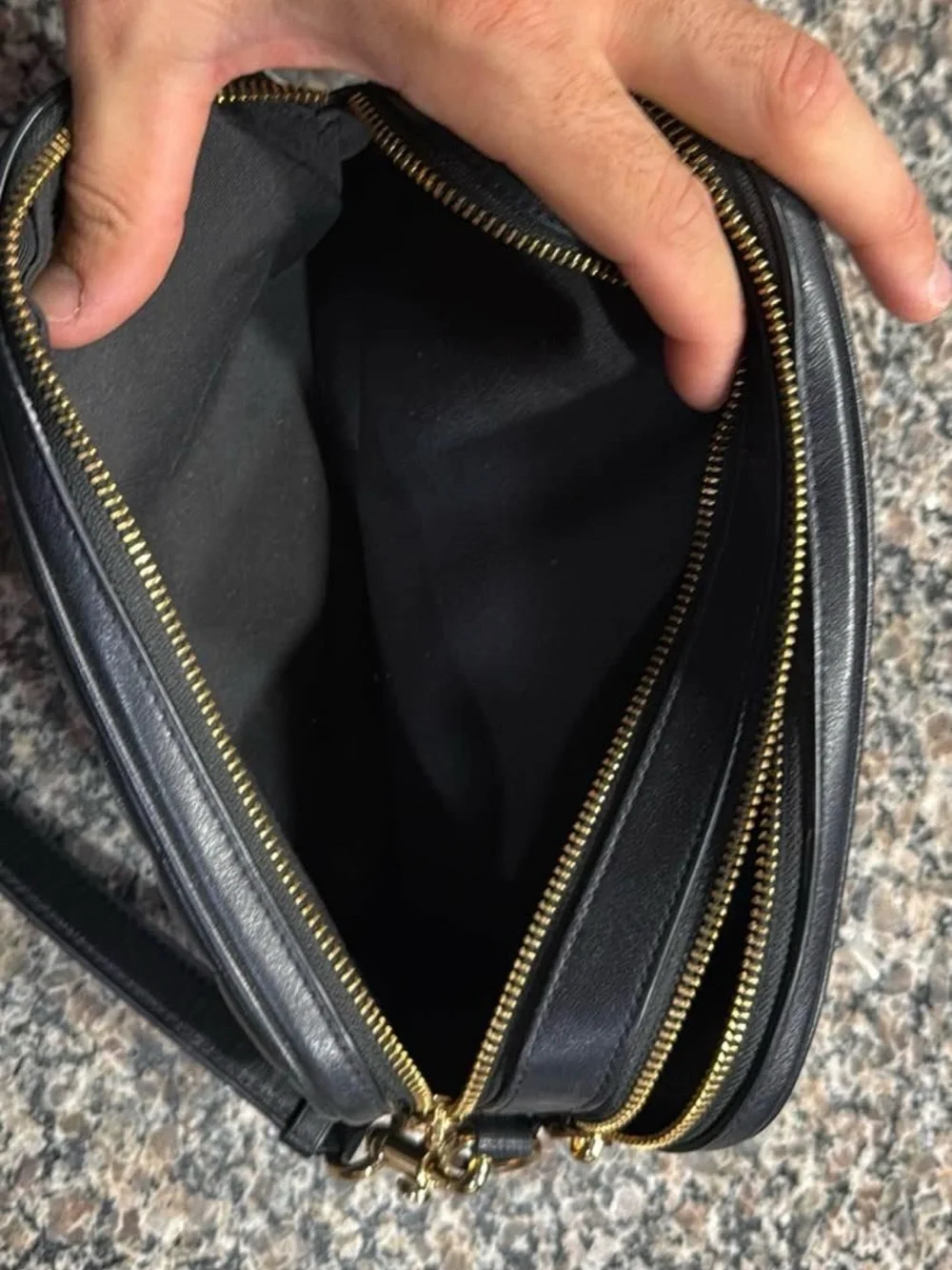 Coach Black Quilted Leather Crossbody with Gold Logo